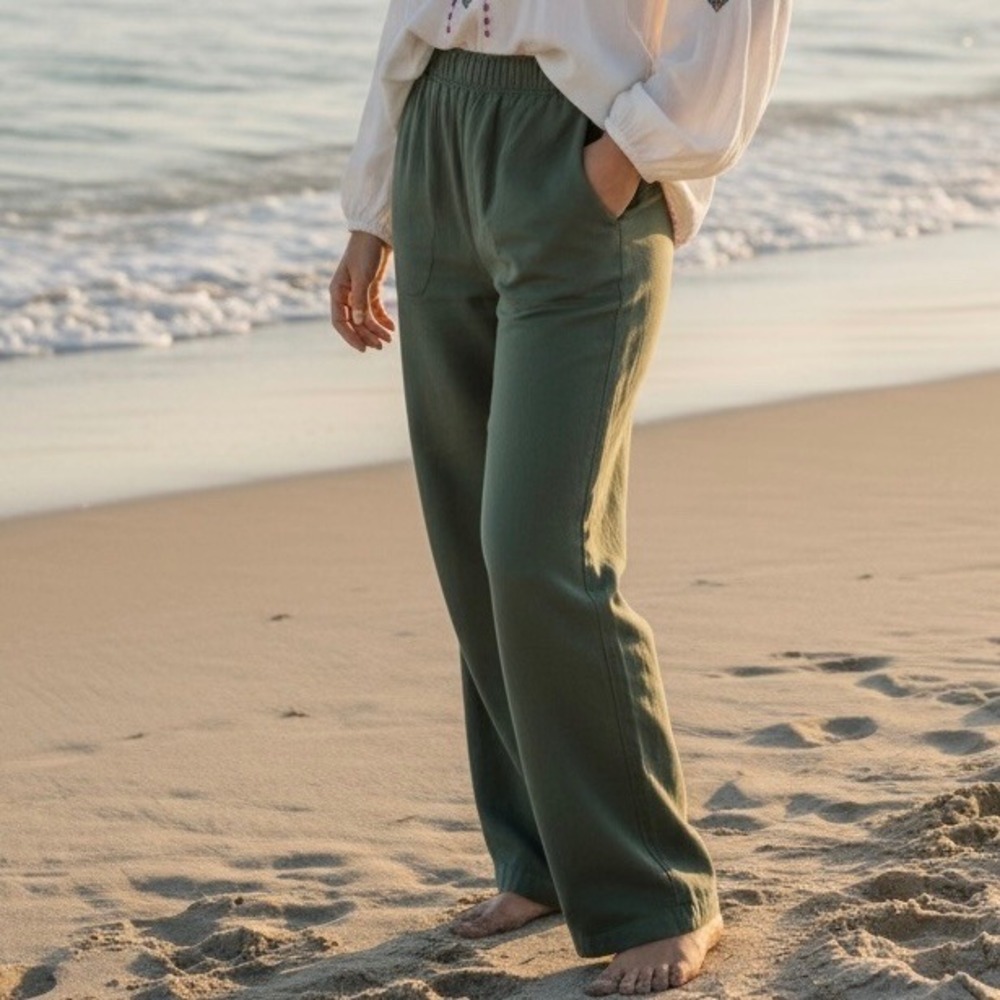 NWT Woman Within Olive Green Pull On Elastic Pants 22W Petite Plus Loungewear